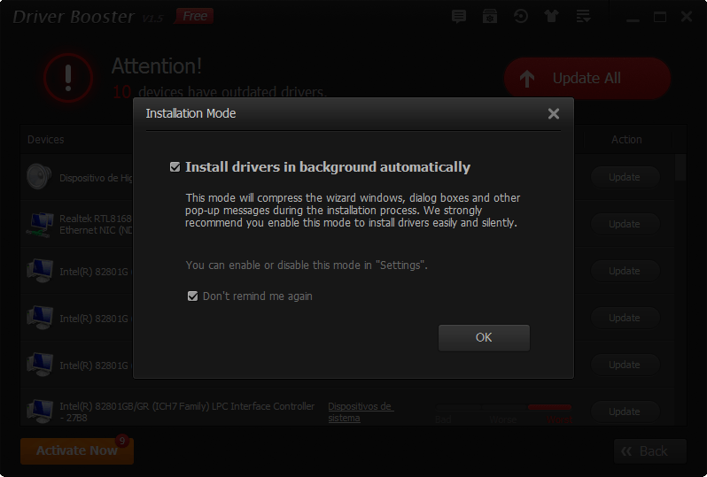 Download de drivers - Baixar drivers para PC 8 Driver Booster - Aviso de instalação do driver