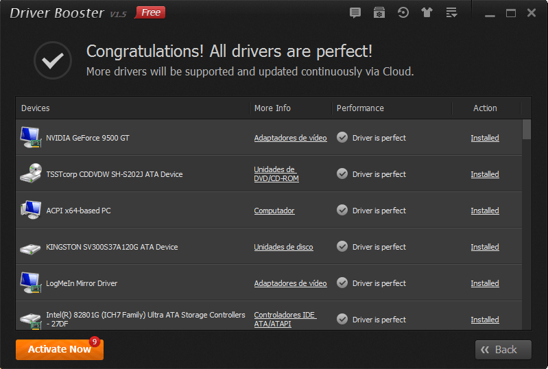 Driver Booster - Drivers instalados