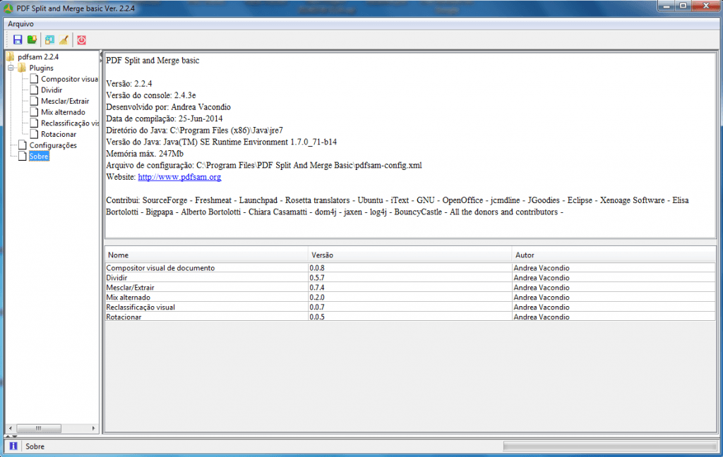 PDF Split and Merge - Tela inicial