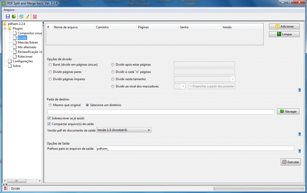 PDF - Selecionando o arquivo a ser dividido