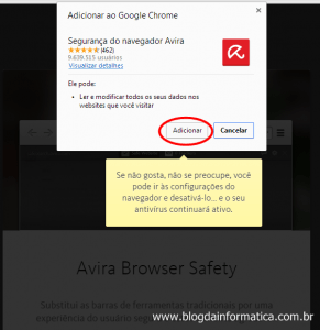Novos recursos - Avira - Ativando a barra de extensão