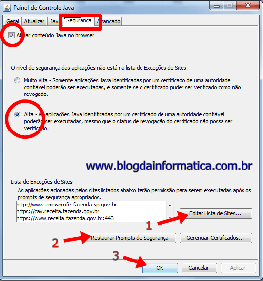 Cadastro Sincronizado - Aplicação bloqueada 3 Java Configurado - Segurança