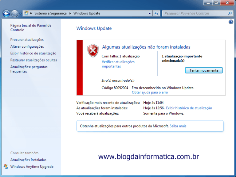 Erro Windows Update 80092004 KB3038314