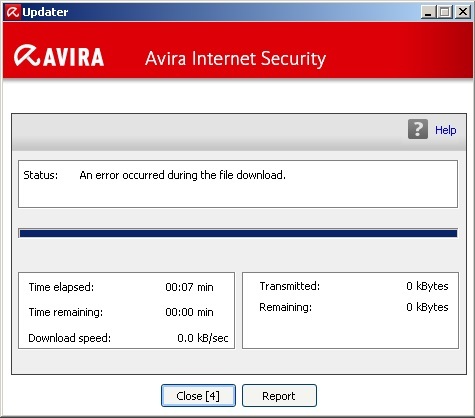 Avira - Ocorreu um erro no download