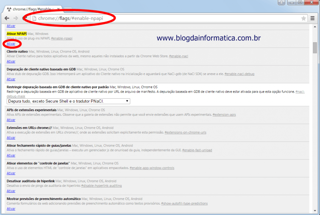 Google Chrome não consegue usar plugin do java - Habilitando NPAPI