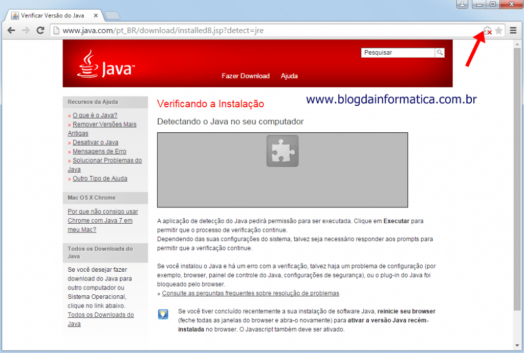 Google Chrome - Plugin Java - Verificação do plug-in