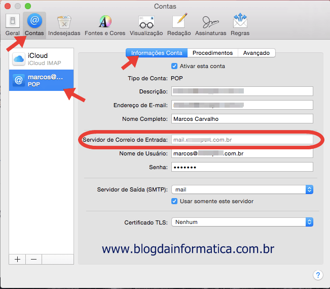 Abrir configurações de e-mail MAC OS Yosemite