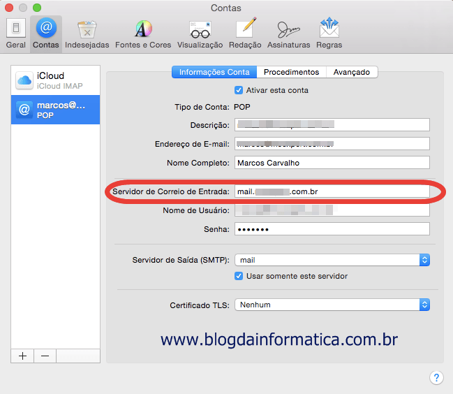 Servidor de E-mail de entrada habilitado no MAC OS Yosemite