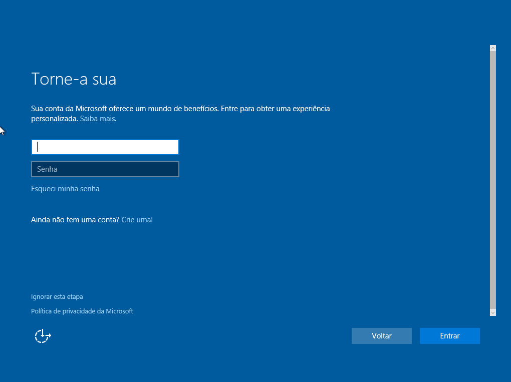 Windows 10 - Conta microsoft