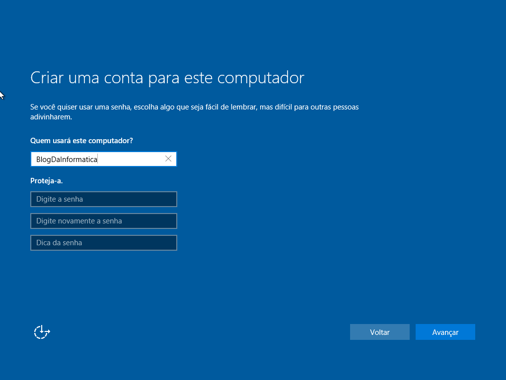 Windows 10 - Conta do computador
