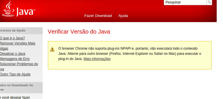Chrome não executa Java