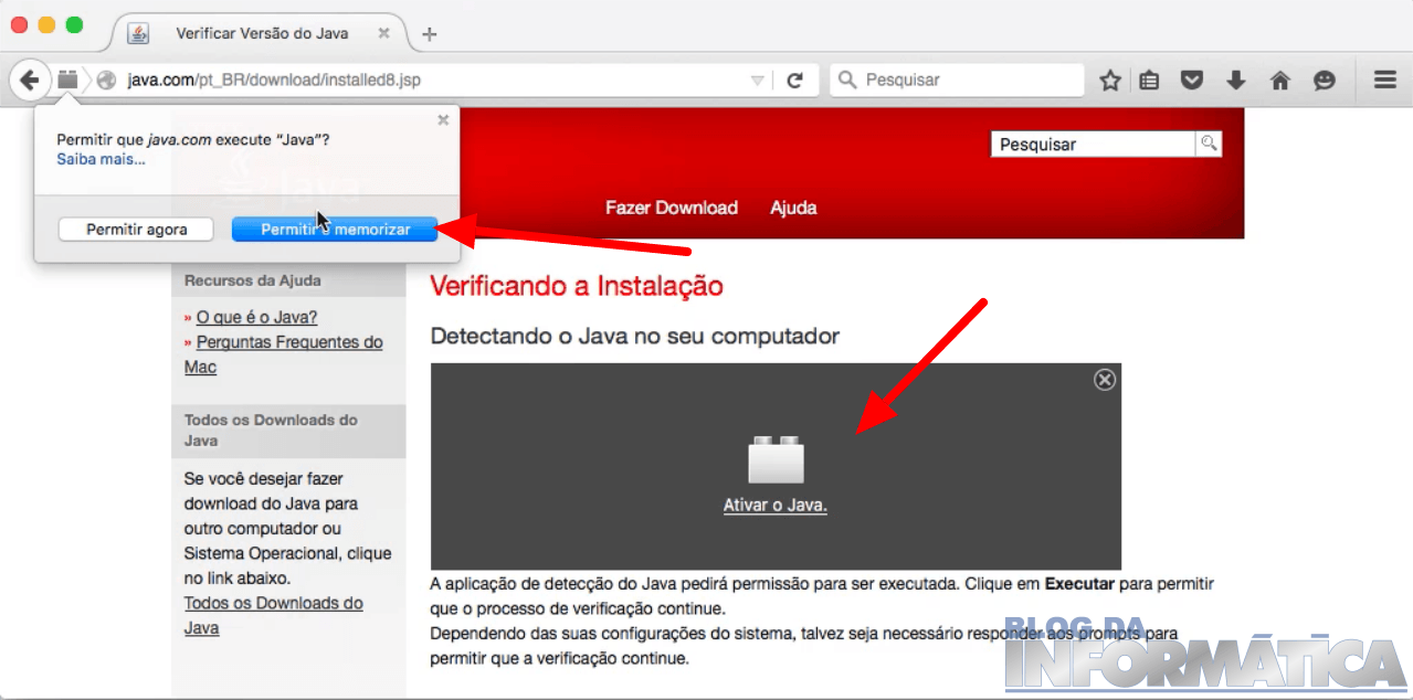 Ativando o Java no Browser