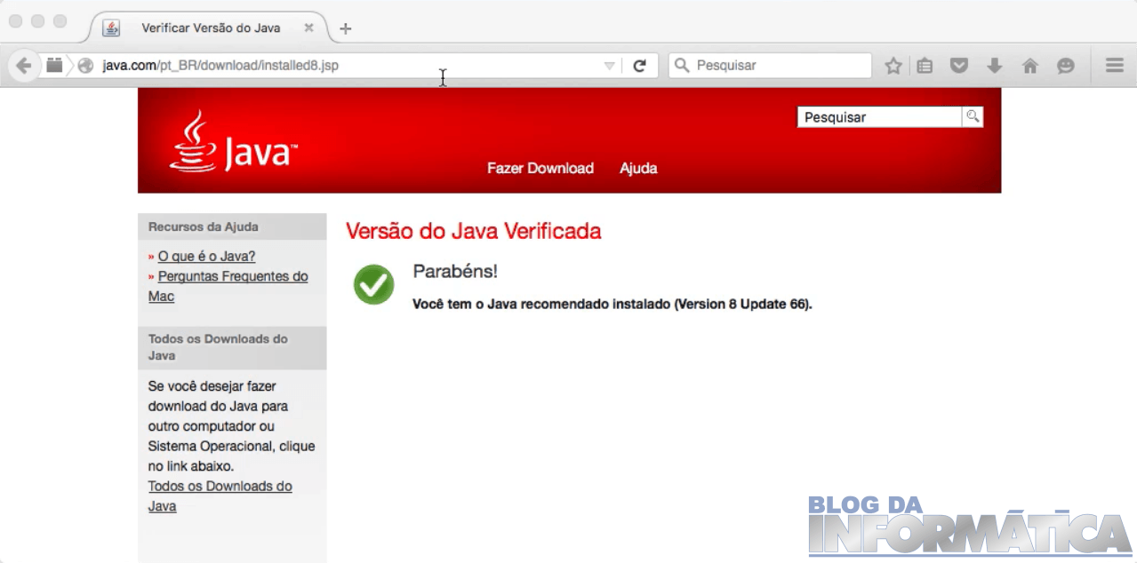 Java Instalado e Atualizado