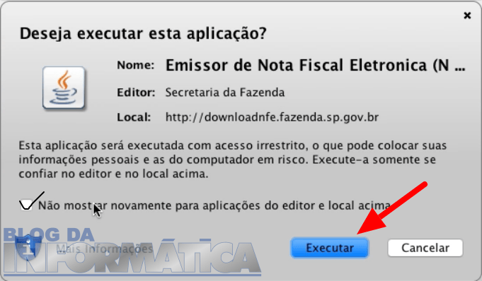 Confirmação da Execução do Emissor NFe no MAC