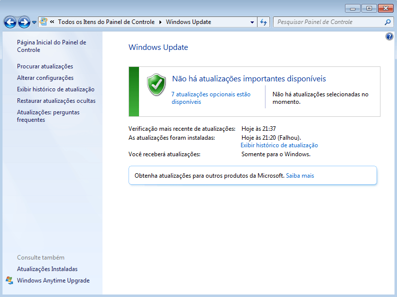 Erro ao instalar KB3080149 - Windows Update 800B0100 6 KB3080149 Instalado