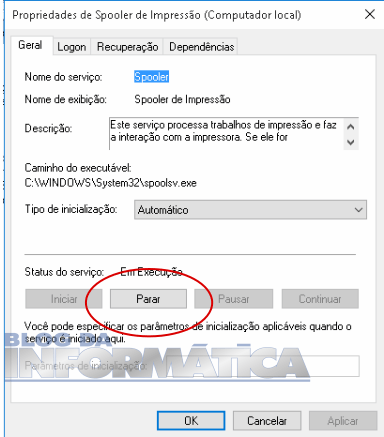 Não consigo remover minha impressora no Windows 6 Parar serviço de spooler