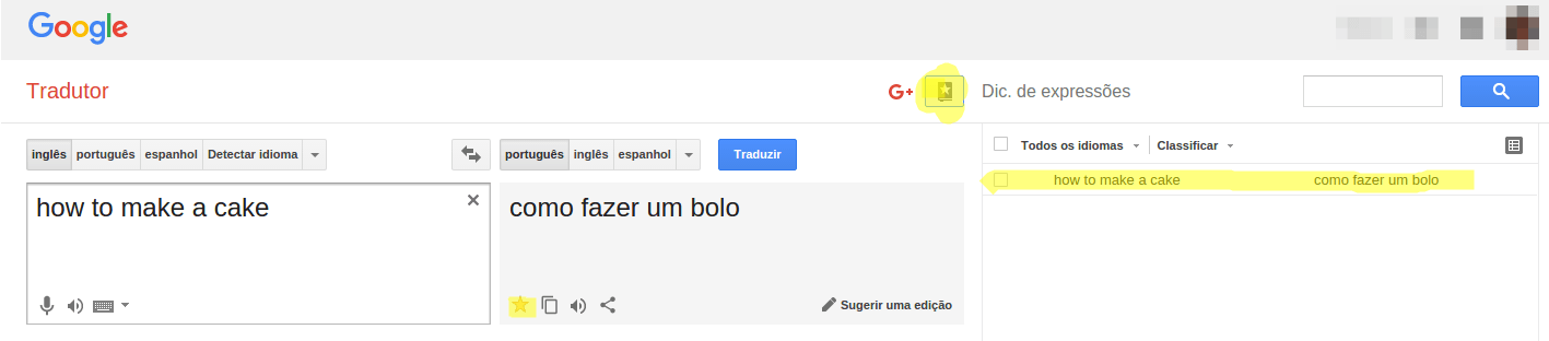7 recursos extras do Google Tradutor 5 Google Tradutor - Salvar frases