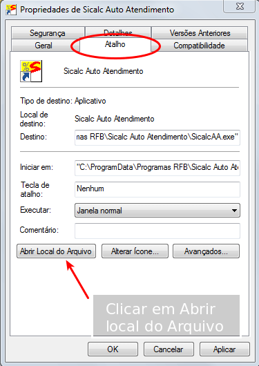 Sicalc web e incompatibilidades de Windows 7, 8 e 10 5 Sicalc - Atalho