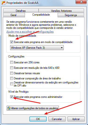 Sicalc web e incompatibilidades de Windows 7, 8 e 10 7 Sicalc - Compatibilidade e permissões administrativas