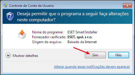 Confirmação do Eset