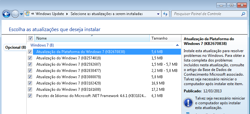 Consertar o Erro 9C48 do Windows Update 6 Atualizações opcionais - Erro 9c48