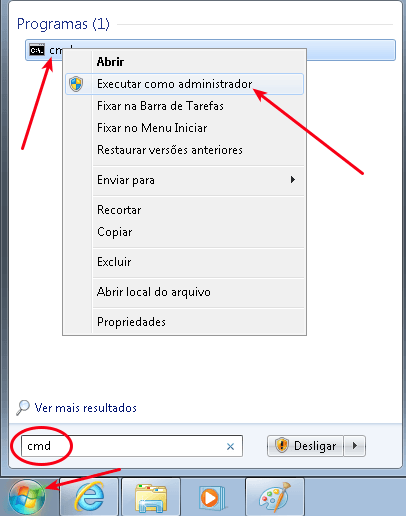 Consertar o Erro 9C48 do Windows Update 3 Windows 7 - Prompt de comando como administrador
