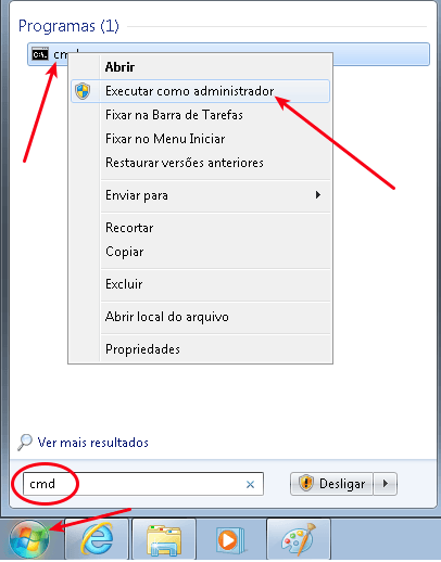 Windows 7 - Prompt de comando como administrador