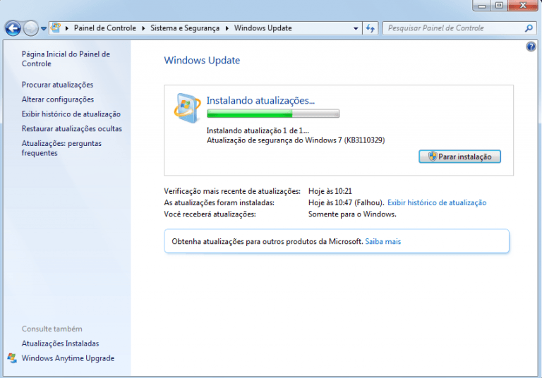 Erro 8024200D no Windows Update ao instalar o KB 3110329