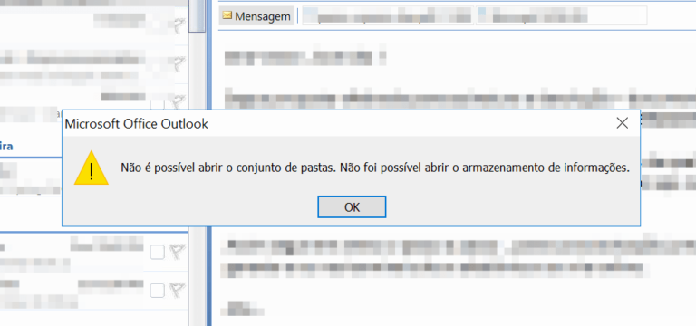 Não é possível abrir o conjunto de pastas