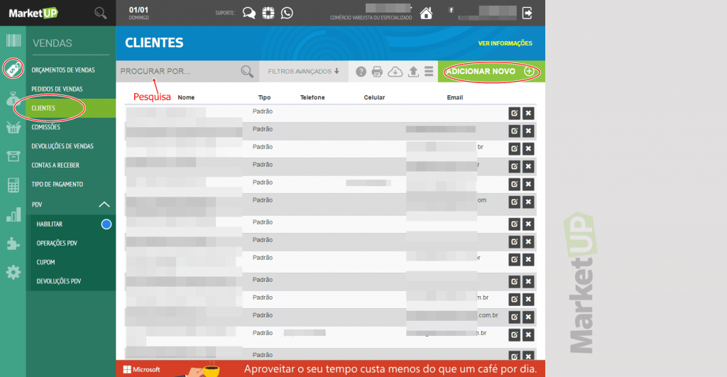 Marketup - Cadastro de clientes