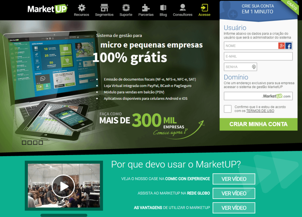 Marketup - Tela inicial