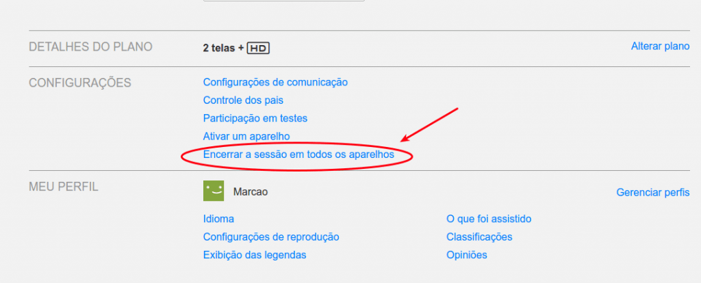 Netflix - Encerrar sessões