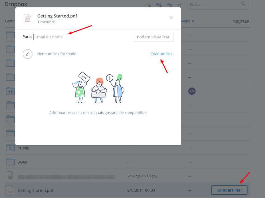 Como enviar um arquivo grande por email 8 Dropbox - Compartilhando arquivos