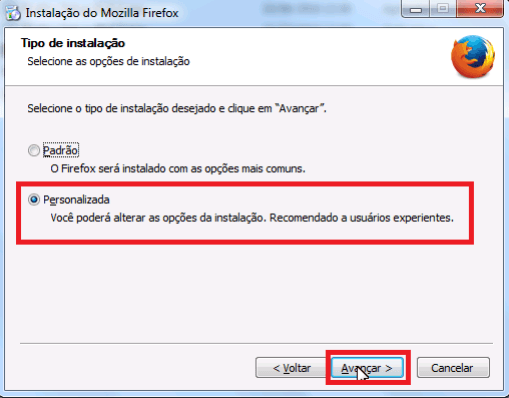 Firefox 52 não executa Java, Silverlight (NPAPI) 1 Firefox 41 - Instalação personalizada