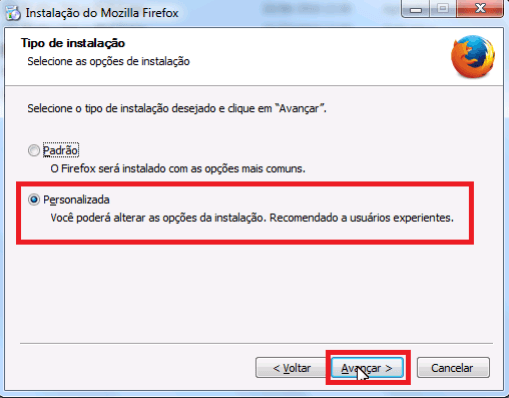 Firefox 41 - Instalação personalizada