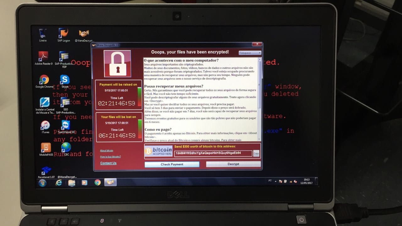 Computador com Ransomware vírus