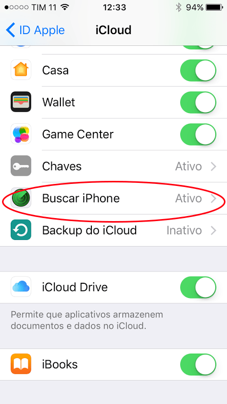 Desativar buscar iPhone