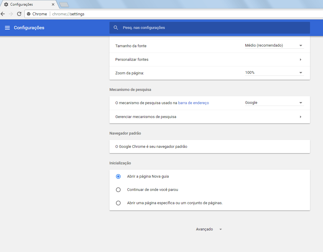 Chrome 59 - Configurações básicas - 2