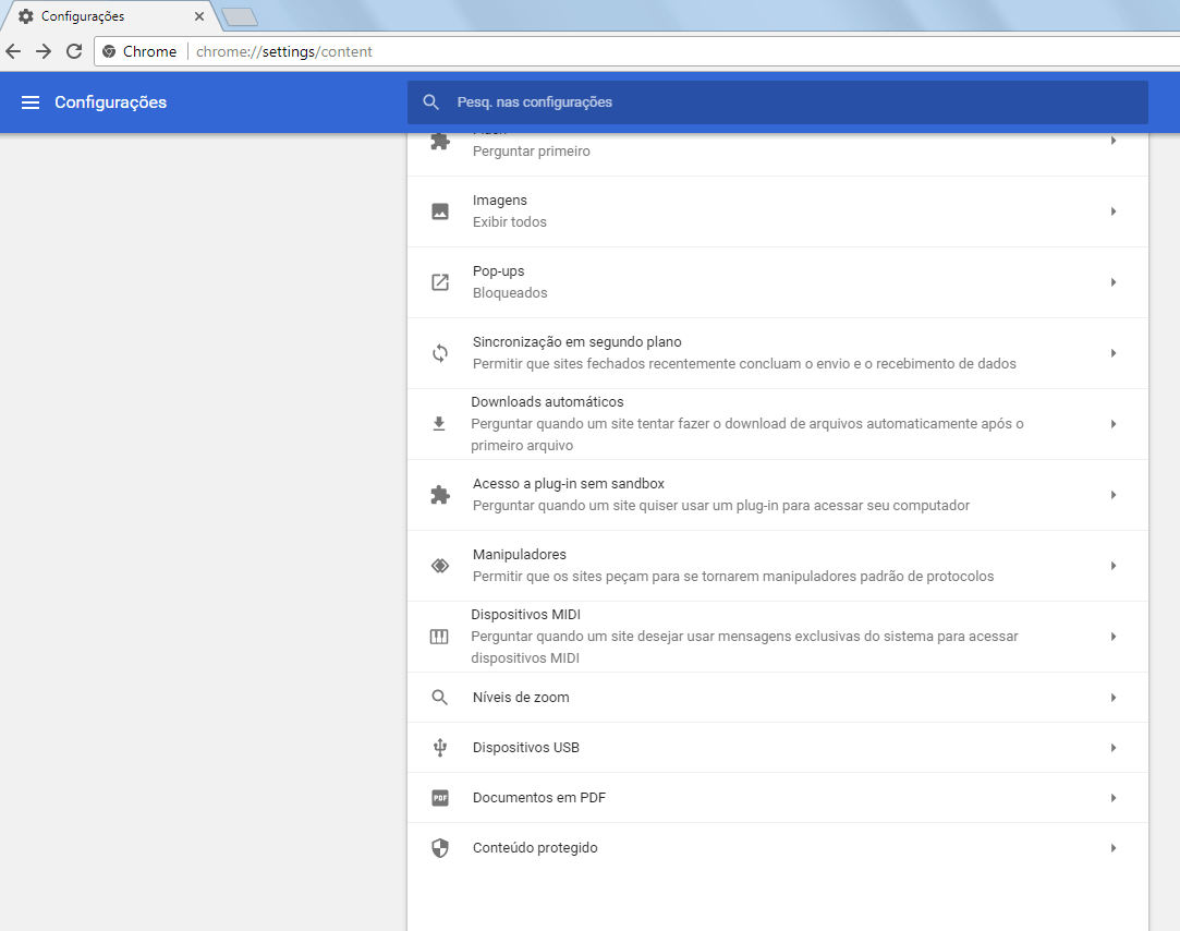 Chrome 59 - Configurações de conteúdo - 2