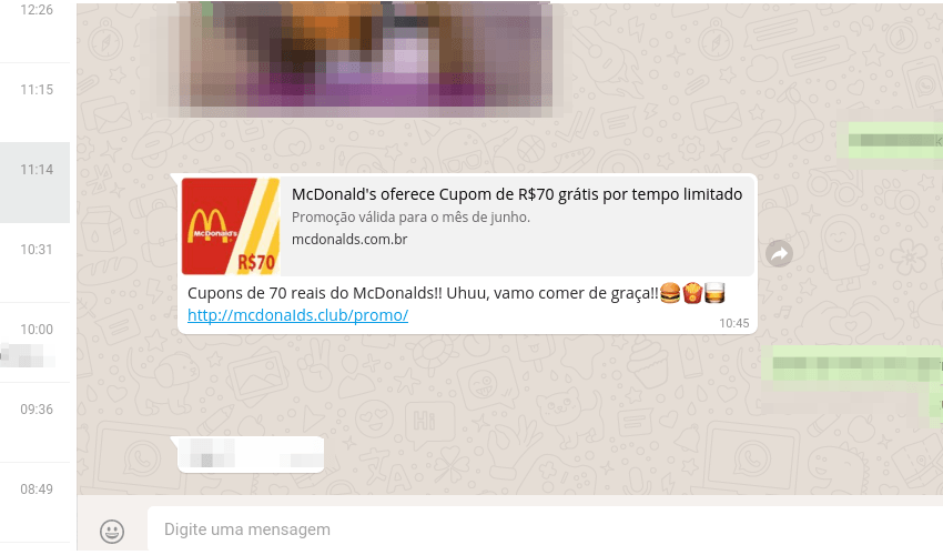 Golpe WhatsApp McDonald's