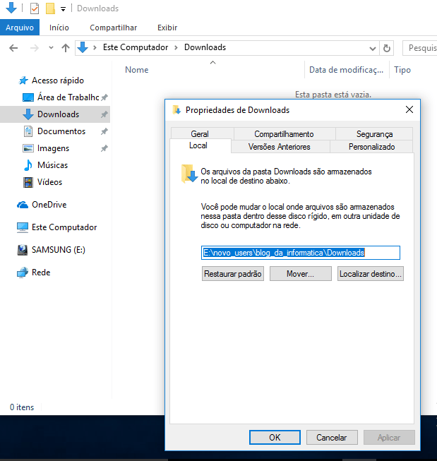 Como mudar a localização da pasta do usuário no Windows 10 17 Selecionar novo destino da pasta