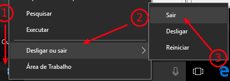 Fazer logoff no Windows 10