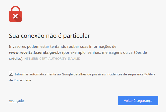 Mensagem 'Sua conexão não é particular' 4 Passando pela