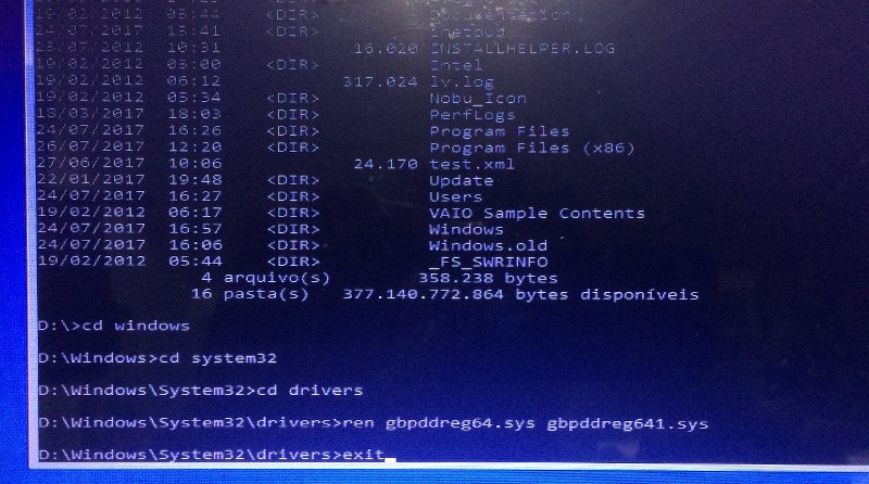 Windows 10 não inicia - Reparo automático 8 Renomeando o arquivo problemático