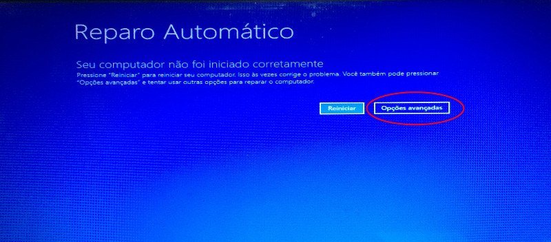 Windows 10 não inicia - Reparo automático 1 Opções de reparo automático