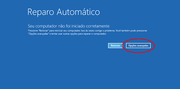 Windows 10 não inicia - Reparo automático