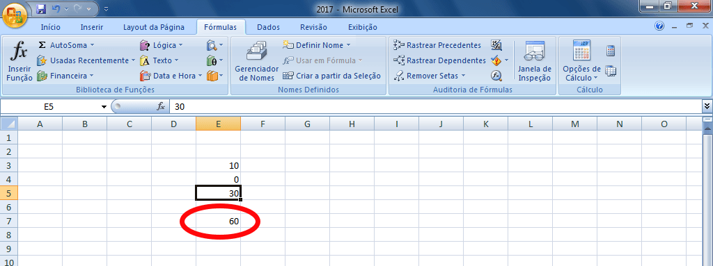 Excel - Valor alterado na célula, mas o total permanece
