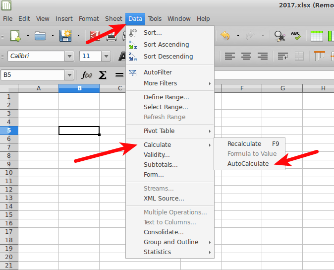 LibreOffice Calc - Recalcular automaticamente