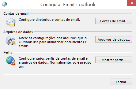 Não é possível iniciar o Microsoft Outlook 6 Modificar perfil do Outlook