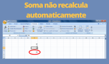 Função Soma do Excel não calcula automaticamente